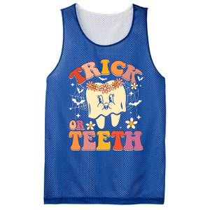 Trick Or Teeth Ghost Groovy Dental Halloween Treat Dentist Cute Gift Mesh Reversible Basketball Jersey Tank