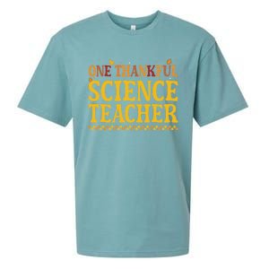 Thanksgiving One Thankful Science Teacher Gift Sueded Cloud Jersey T-Shirt