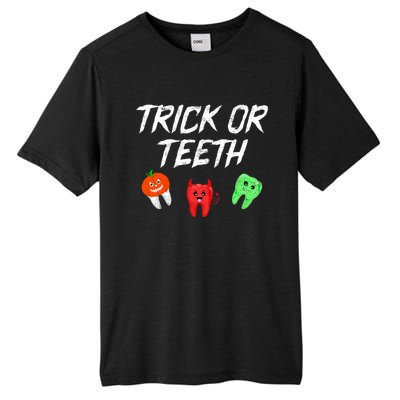 Trick Or Teeth Funny Halloween Dentist Dental Hygienist Gift Tall Fusion ChromaSoft Performance T-Shirt