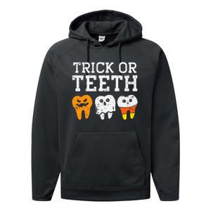 Trick Or Teeth Funny Dental Halloween Treat Dentist Performance Fleece Hoodie