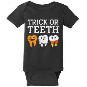 Trick Or Teeth Funny Dental Halloween Treat Dentist Baby Bodysuit