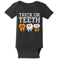 Trick Or Teeth Funny Dental Halloween Treat Dentist Baby Bodysuit