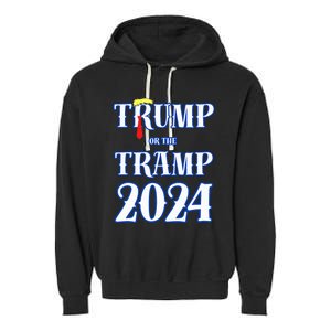 Trump Or The Tramp 2024 Vote For Trump Trump Vance 2024 Garment-Dyed Fleece Hoodie