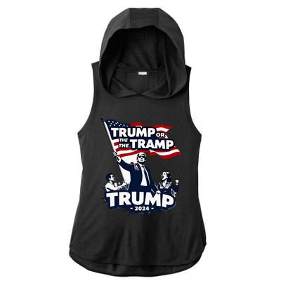 Trump Or The Tramp 2024 Vote For Trump Vance Election Humor Ladies PosiCharge Tri-Blend Wicking Draft Hoodie Tank