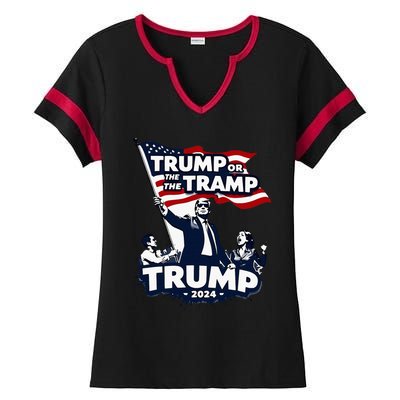 Trump Or The Tramp 2024 Vote For Trump Vance Election Humor Ladies Halftime Notch Neck Tee