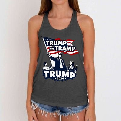 Trump Or The Tramp 2024 Vote For Trump Vance Election Humor Women's Knotted Racerback Tank