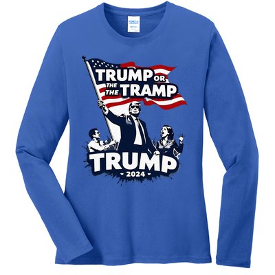 Trump Or The Tramp 2024 Vote For Trump Vance Election Humor Ladies Long Sleeve Shirt