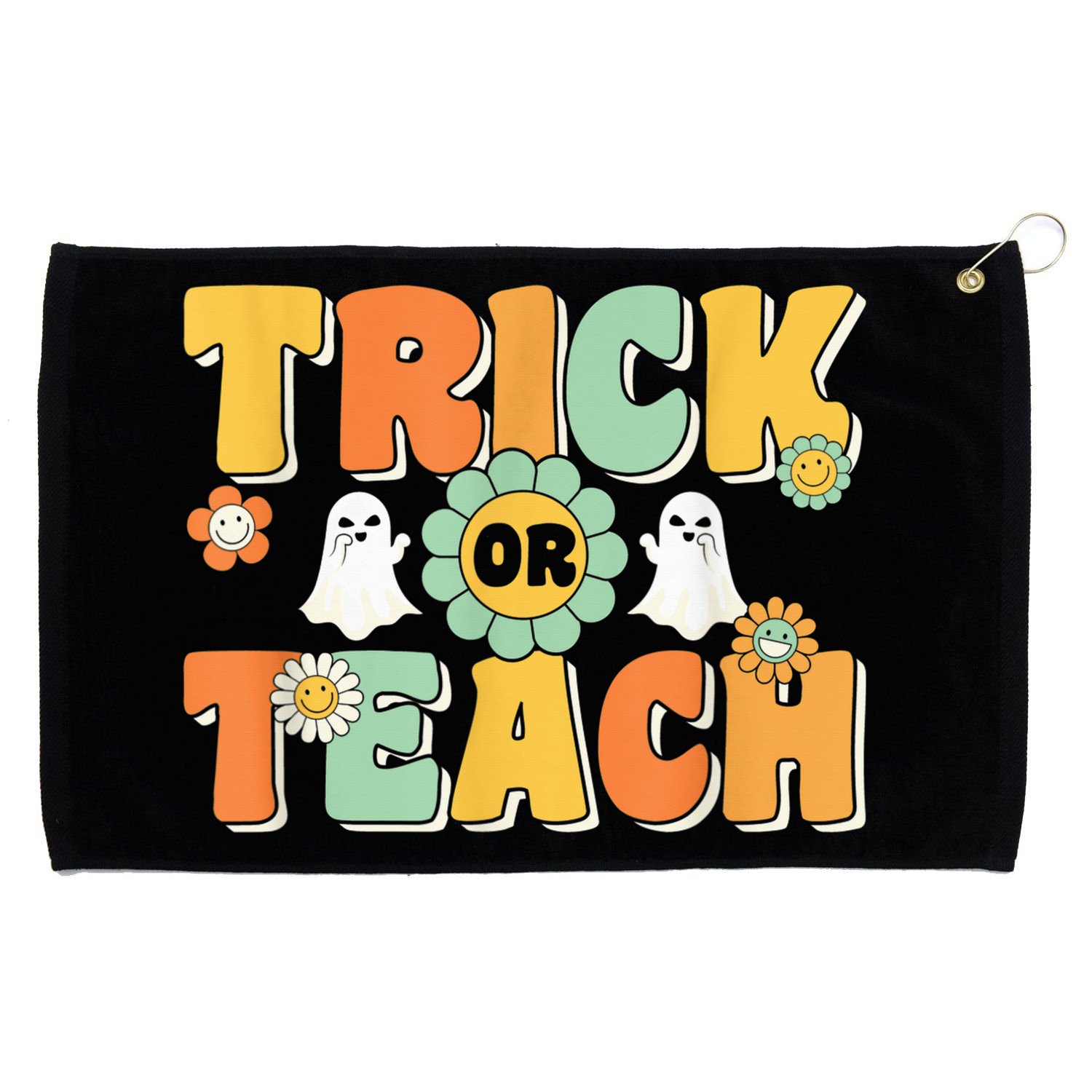 Trick Or Teach Funny Teacher Halloween Costume Teacher Grommeted Golf Towel
