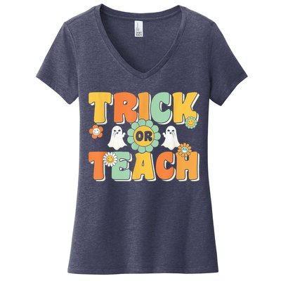 Trick Or Teach Funny Teacher Halloween Costume Teacher Women's V-Neck T-Shirt