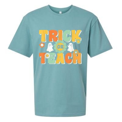 Trick Or Teach Funny Teacher Halloween Costume Teacher Sueded Cloud Jersey T-Shirt