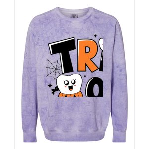 Trick Or Th Funny Dental Halloween Treat Dentist Gift Colorblast Crewneck Sweatshirt