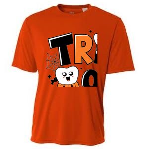 Trick Or Th Funny Dental Halloween Treat Dentist Gift Cooling Performance Crew T-Shirt