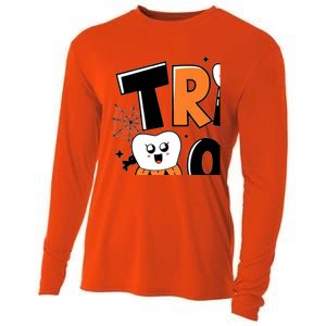 Trick Or Th Funny Dental Halloween Treat Dentist Gift Cooling Performance Long Sleeve Crew