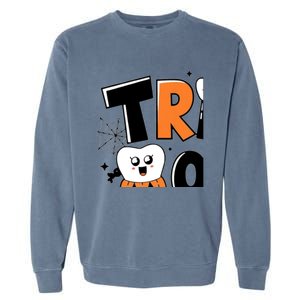 Trick Or Th Funny Dental Halloween Treat Dentist Gift Garment-Dyed Sweatshirt