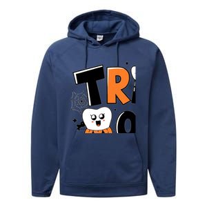 Trick Or Th Funny Dental Halloween Treat Dentist Gift Performance Fleece Hoodie