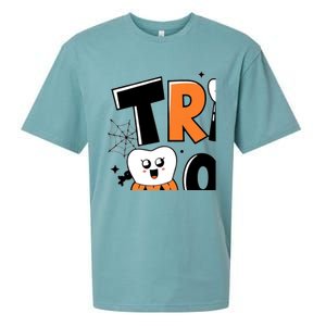 Trick Or Th Funny Dental Halloween Treat Dentist Gift Sueded Cloud Jersey T-Shirt