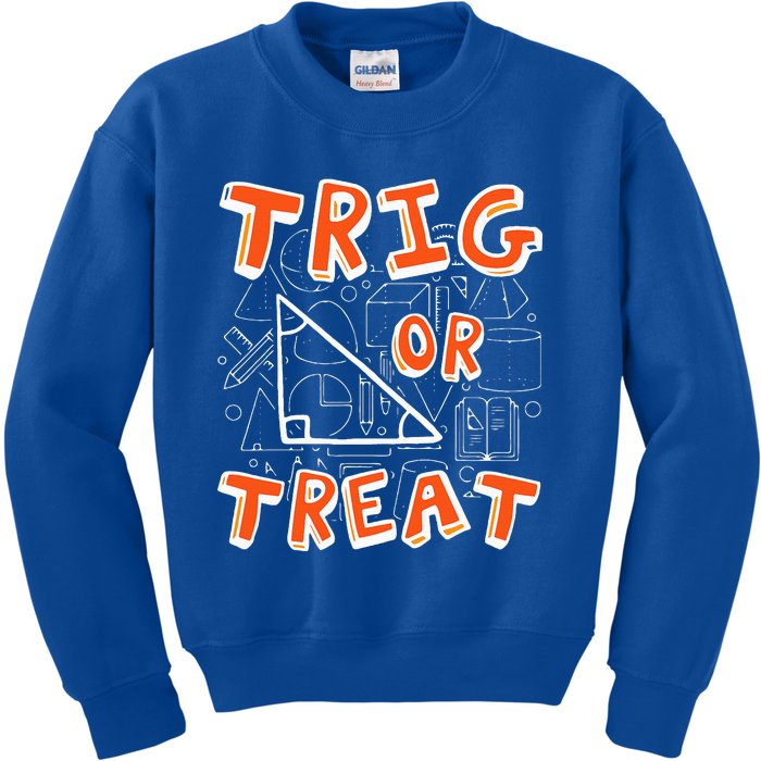 Trig Or Treat Lazy Halloween Costume Funny Math Teacher Kids Sweatshirt