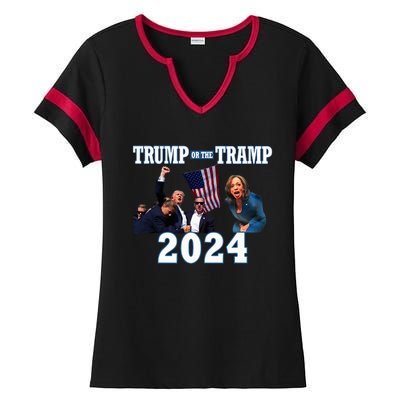 Trump Or The Tramp 2024 Vote For Trump Trump Vance 2024 Ladies Halftime Notch Neck Tee