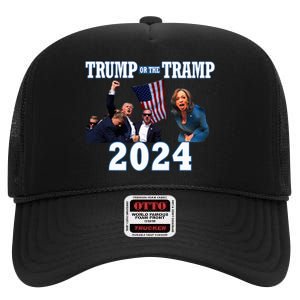 Trump Or The Tramp 2024 Vote For Trump Trump Vance 2024 High Crown Mesh Back Trucker Hat