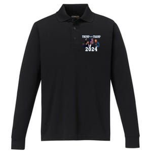 Trump Or The Tramp 2024 Vote For Trump Trump Vance 2024 Performance Long Sleeve Polo