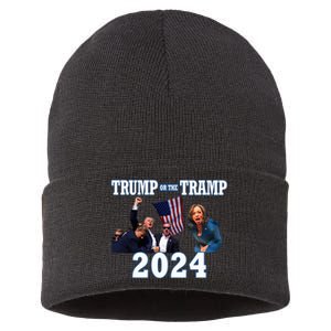 Trump Or The Tramp 2024 Vote For Trump Trump Vance 2024 Sustainable Knit Beanie