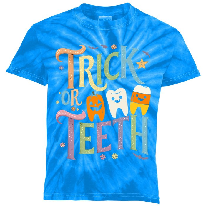 Trick Or Th Funny Dental Halloween Treat Dentist Great Gift Kids Tie-Dye T-Shirt