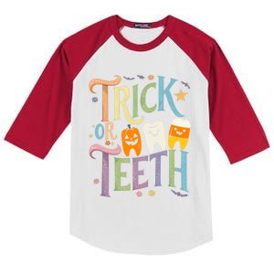 Trick Or Th Funny Dental Halloween Treat Dentist Great Gift Kids Colorblock Raglan Jersey