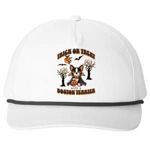 Trick Or Treat With A Boston Terrier Halloween Graphic Snapback Five-Panel Rope Hat