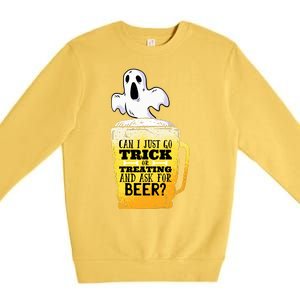 Trick Or Treating Beer Funny Premium Crewneck Sweatshirt