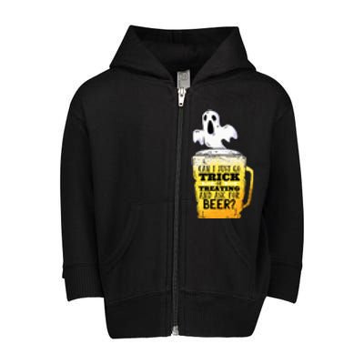 Trick Or Treating Beer Funny Toddler Zip Fleece Hoodie