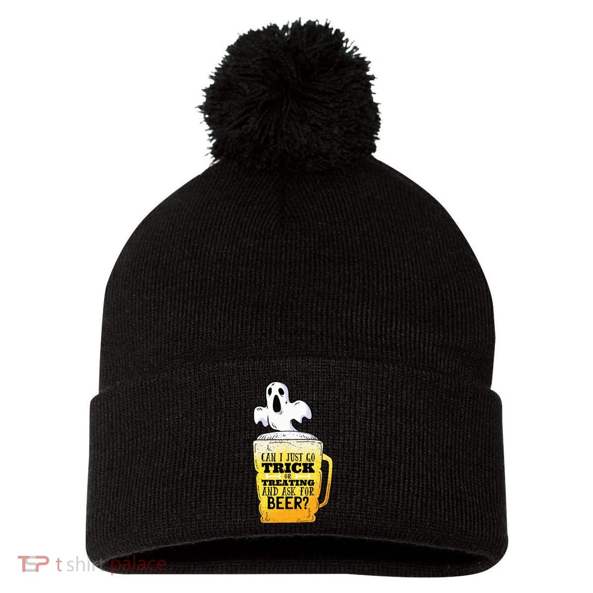 Trick Or Treating Beer Funny Pom Pom 12in Knit Beanie