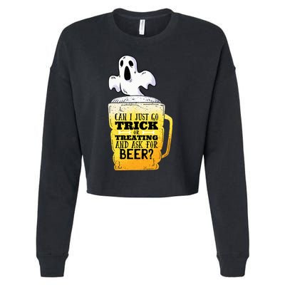 Trick Or Treating Beer Funny Cropped Pullover Crew