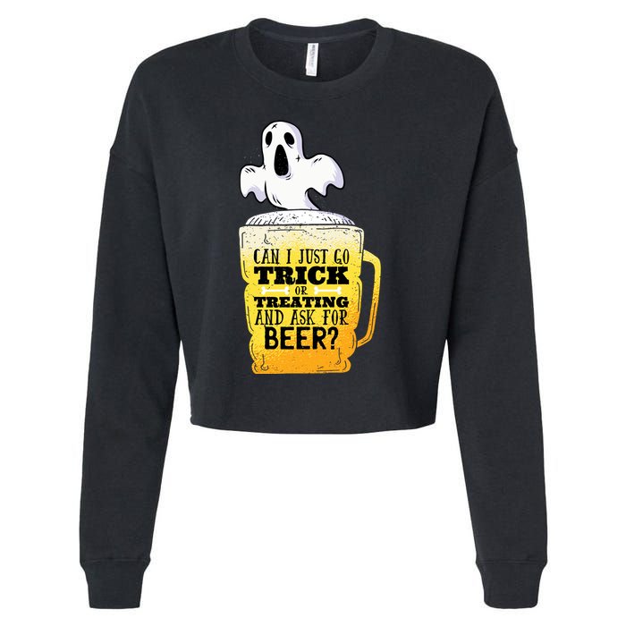 Trick Or Treating Beer Funny Cropped Pullover Crew