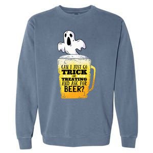 Trick Or Treating Beer Funny Garment-Dyed Sweatshirt