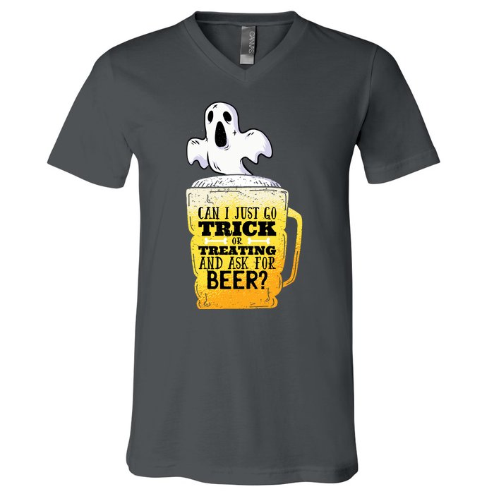 Trick Or Treating Beer Funny V-Neck T-Shirt