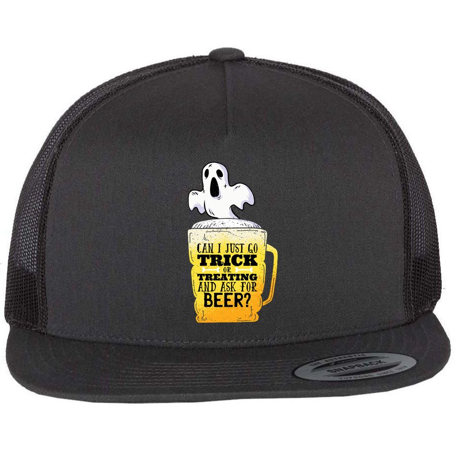 Trick Or Treating Beer Funny Flat Bill Trucker Hat