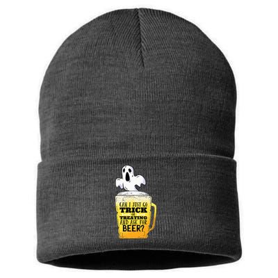 Trick Or Treating Beer Funny Sustainable Knit Beanie