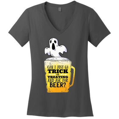 Trick Or Treating Beer Funny Women's V-Neck T-Shirt