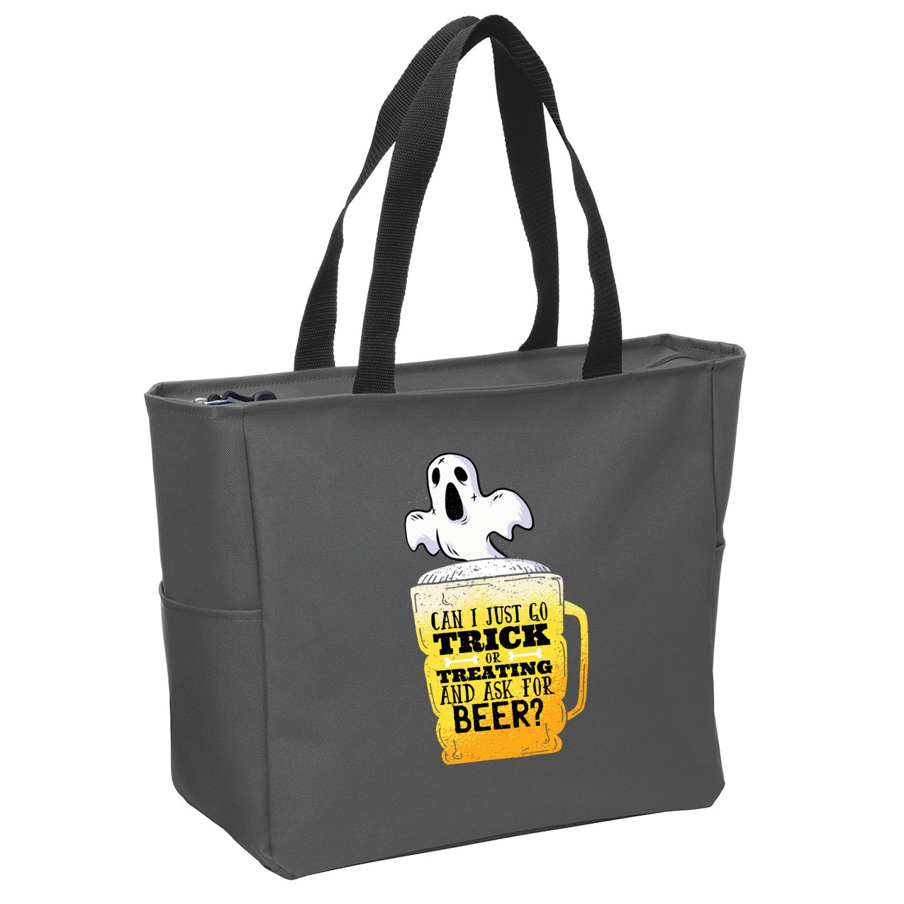 Trick Or Treating Beer Funny Zip Tote Bag