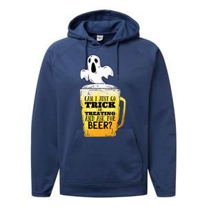 Trick Or Treating Beer Funny Performance Fleece Hoodie