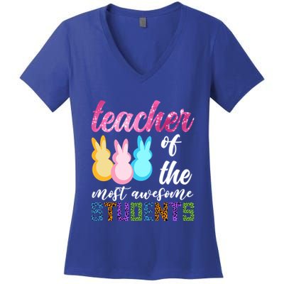 Teacher Of The Most Awesome Students Easter Funny Teacher Gift Women's V-Neck T-Shirt
