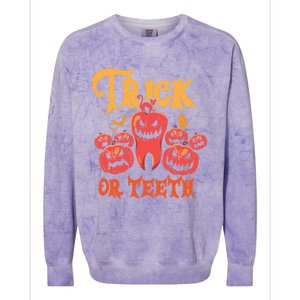 Trick Or Teeth Halloween Costume Dentist Gift Colorblast Crewneck Sweatshirt