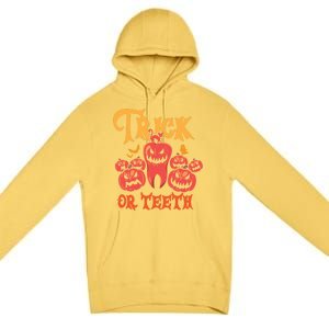 Trick Or Teeth Halloween Costume Dentist Gift Premium Pullover Hoodie