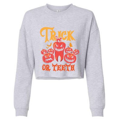 Trick Or Teeth Halloween Costume Dentist Gift Cropped Pullover Crew