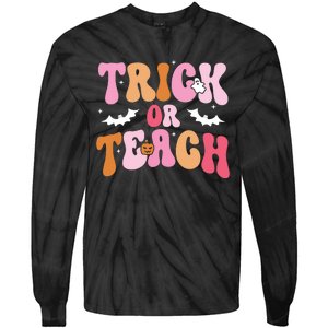 Trick Or Teach Halloween Teacher Kids Teacher Life Tie-Dye Long Sleeve Shirt