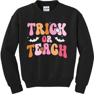 Trick Or Teach Halloween Teacher Kids Teacher Life Kids Sweatshirt