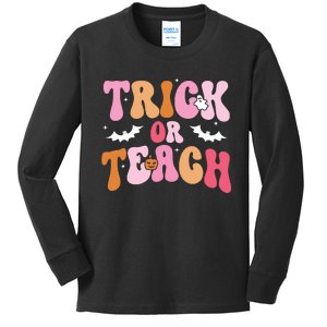 Trick Or Teach Halloween Teacher Kids Teacher Life Kids Long Sleeve Shirt