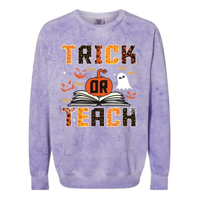 Trick Or Teach Retro Halloween Teacher Costume Colorblast Crewneck Sweatshirt