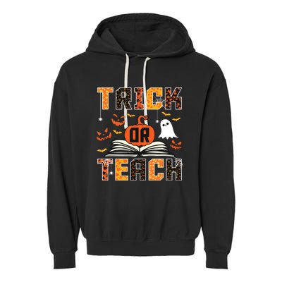 Trick Or Teach Retro Halloween Teacher Costume Garment-Dyed Fleece Hoodie