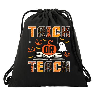 Trick Or Teach Retro Halloween Teacher Costume Drawstring Bag